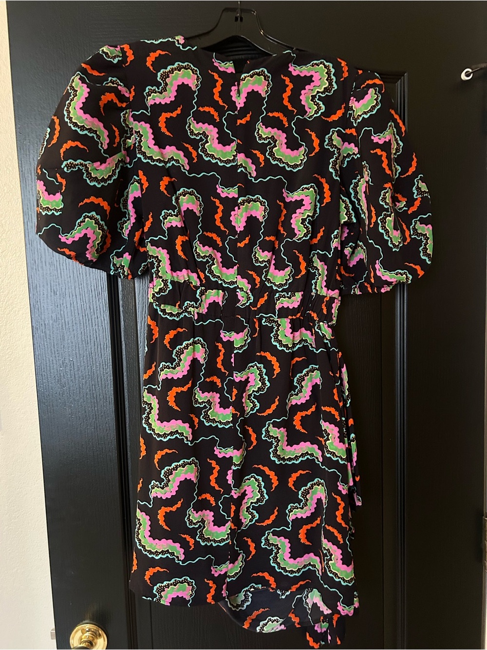 Rhode Pia Black Multicolor Puff-Sleeve Dress - Picture 2 of 3